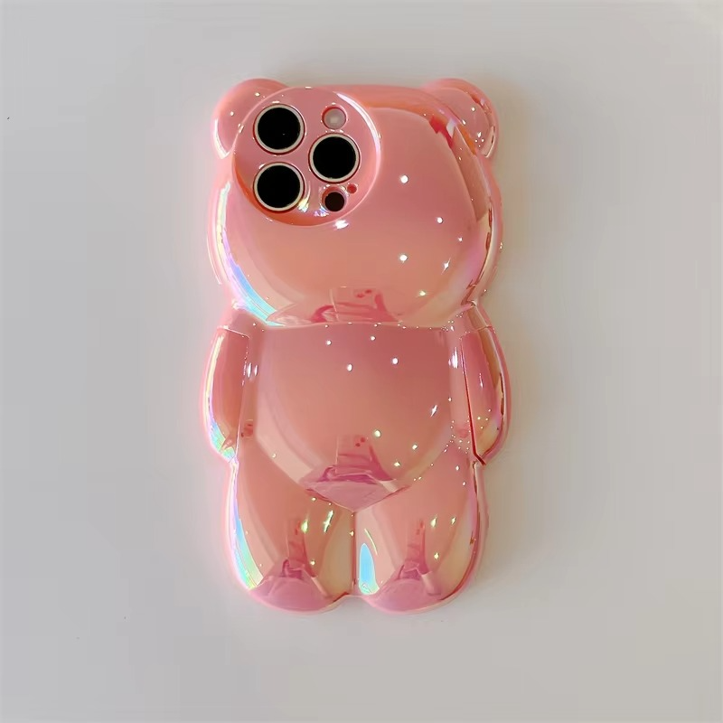Luxury Apple iPhone Case, MagSafe Compatible, Camera Lens and Screen Protection, Ultra Thin, Shockproof, Magnetic, Full All Around Protection, 3D Bear Gradient Cartoon Cover