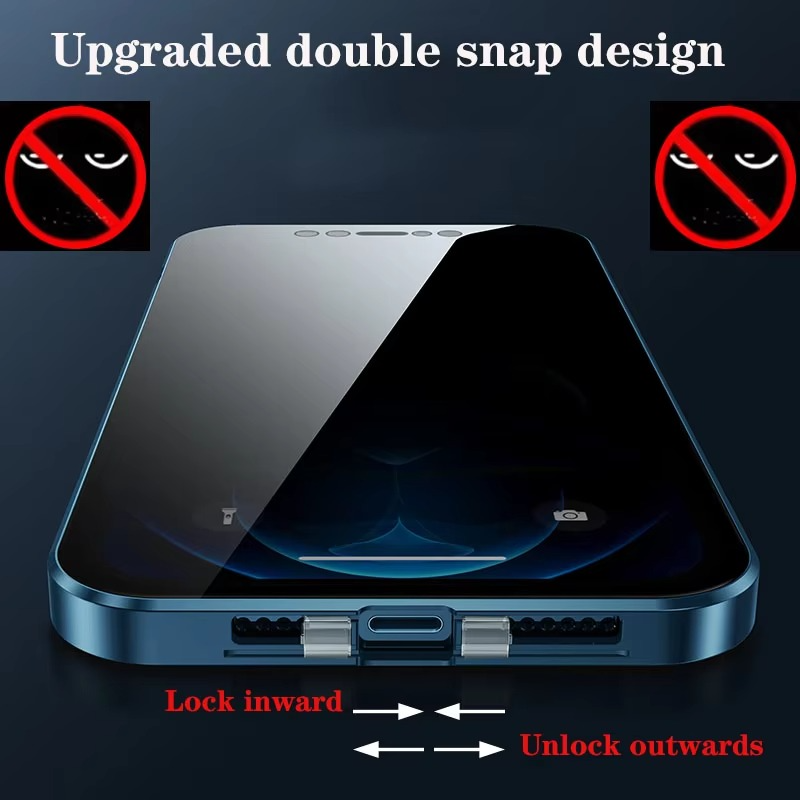 Luxury Apple iPhone Case, MagSafe Compatible, Camera Lens and Screen Protection, Ultra Thin, Shockproof, Magnetic, Full All Around Protection, Privacy Glass Snap Case