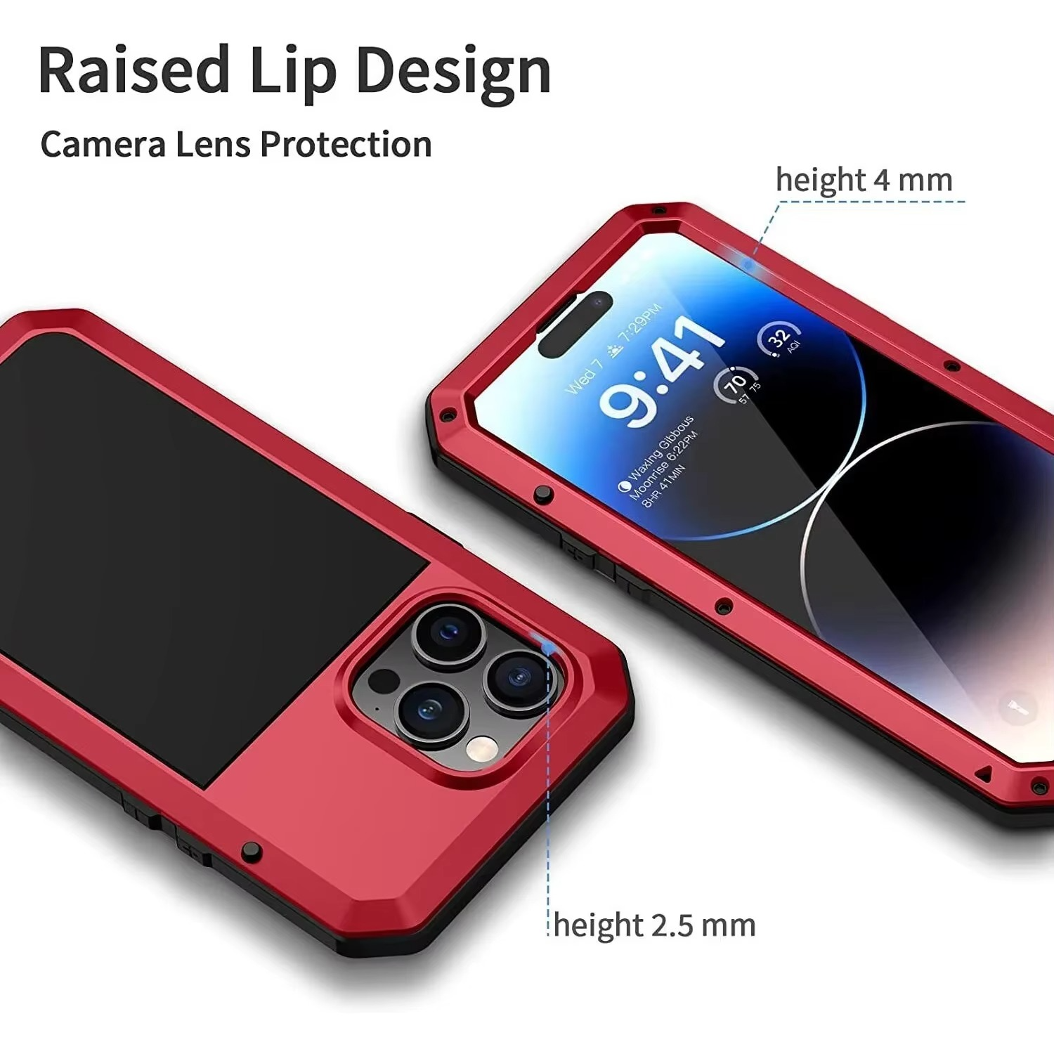 Robust Apple iPhone Case, MagSafe Compatible, Camera Lens and Screen Protection, Ultra Thin, Shockproof, Magnetic, Full All Around Protection, Aluminum Armor Tank Cover