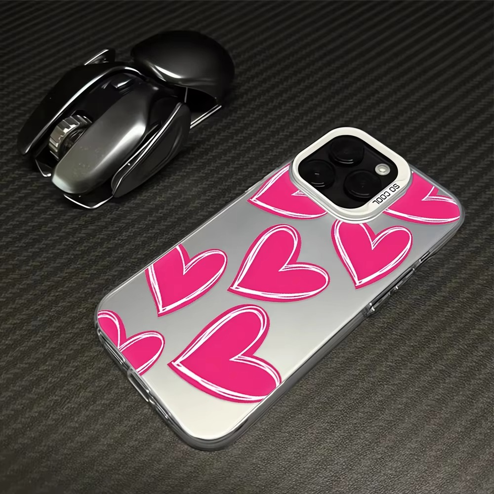 Luxury Apple iPhone Case, MagSafe Compatible, Camera Lens and Screen Protection, Ultra Thin, Shockproof, Magnetic, Full All Around Protection, Electroplate Heart Silver Cover