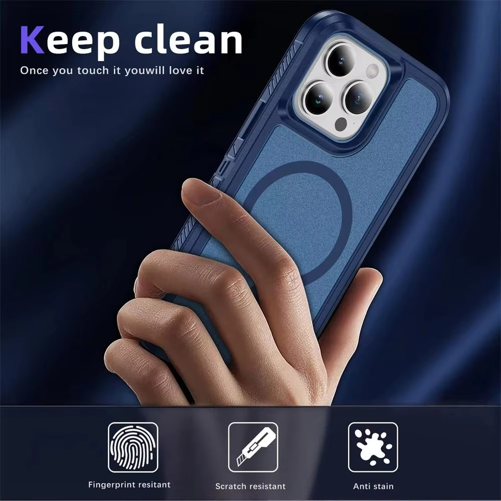 Premium Apple iPhone Case, MagSafe Compatible, Camera Lens and Screen Protection, Ultra Thin, Shockproof, Magnetic, Full All Around Protection, Heavy Duty Stand Cover