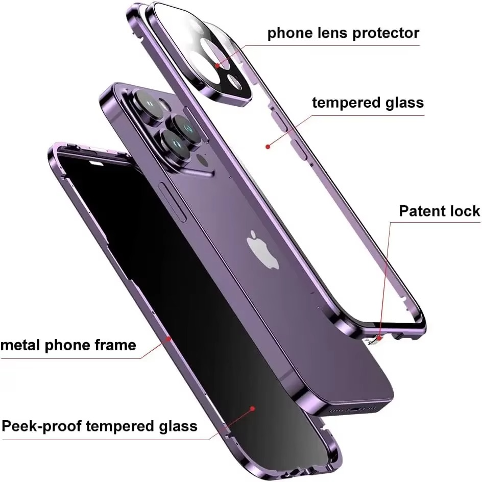 Premium Apple iPhone Case, MagSafe Compatible, Camera Lens and Screen Protection, Ultra Thin, Shockproof, Magnetic, Full All Around Protection, Double-Sided Privacy Cover