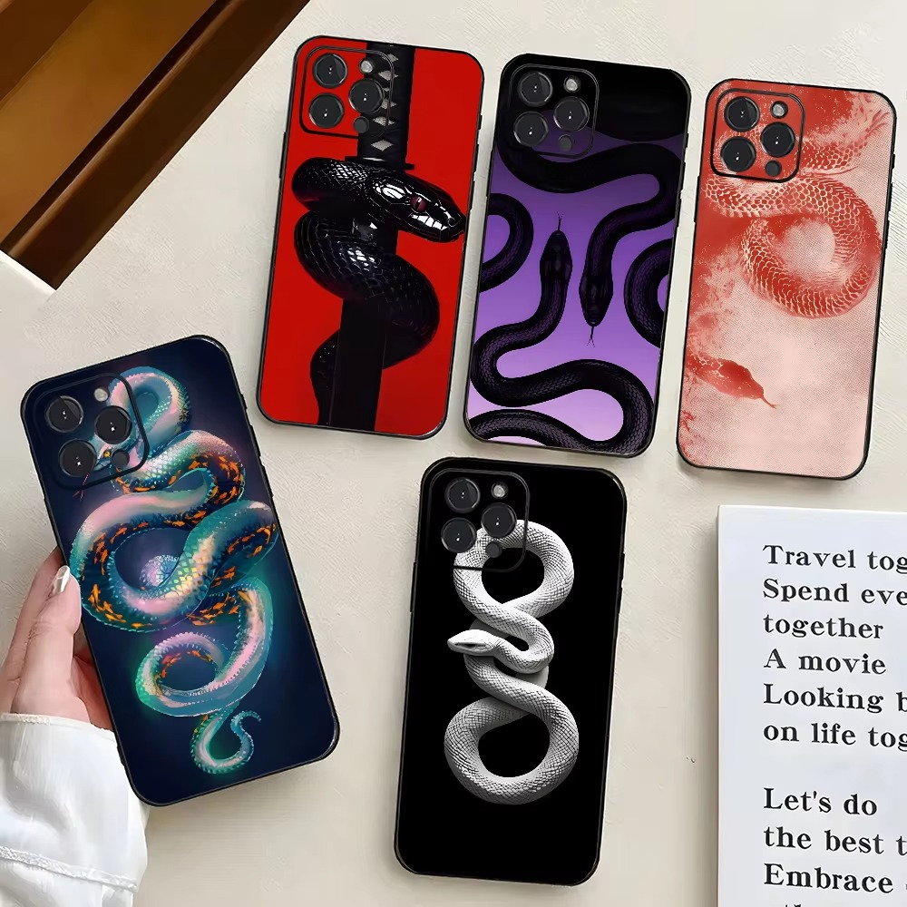 Luxury Apple iPhone Case, MagSafe Compatible, Camera Lens and Screen Protection, Ultra Thin, Shockproof, Magnetic, Full All Around Protection, Snake Pattern Soft Cover