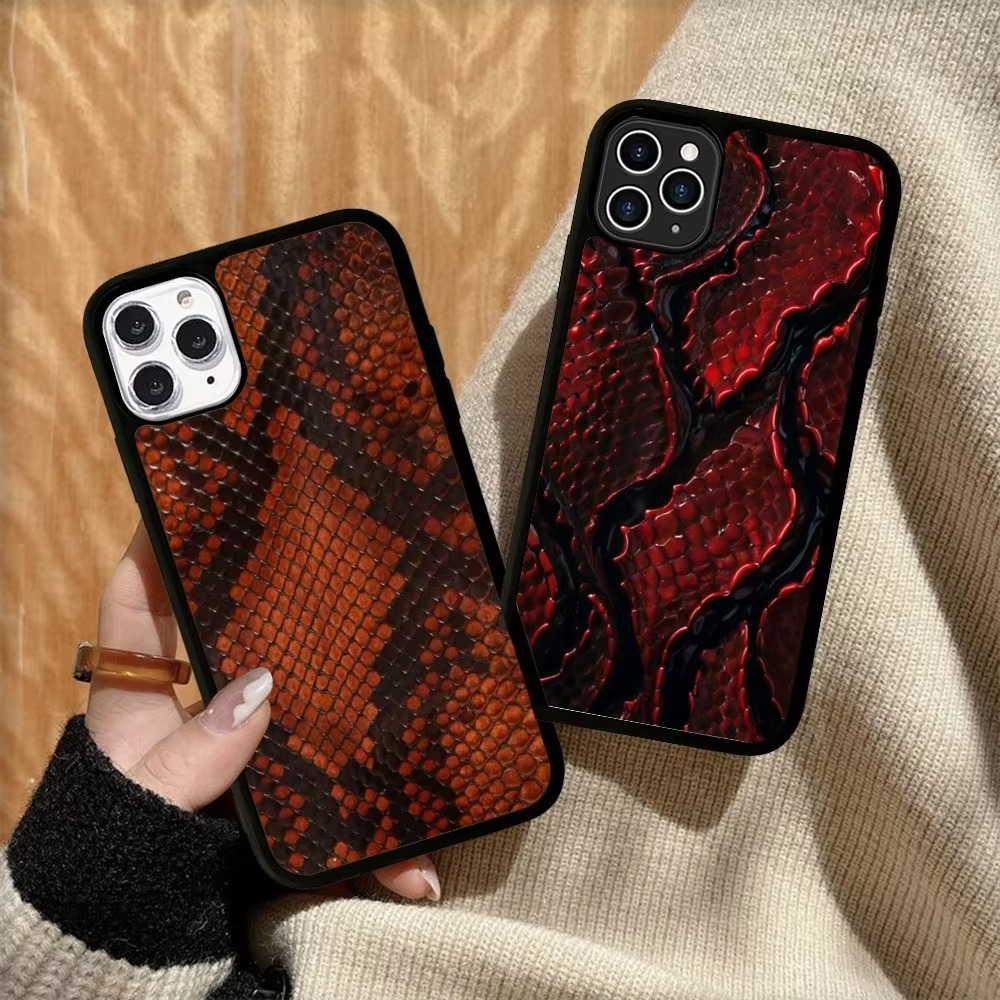 Luxury Apple iPhone Case, MagSafe Compatible, Camera Lens and Screen Protection, Ultra Thin, Shockproof, Magnetic, Full All Around Protection, Snake Skin Texture Cover