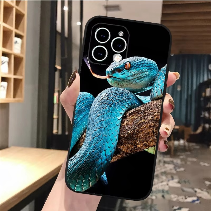 Luxury Apple iPhone Case, MagSafe Compatible, Camera Lens and Screen Protection, Ultra Thin, Shockproof, Magnetic, Full All Around Protection, Snake Pattern Soft Cover