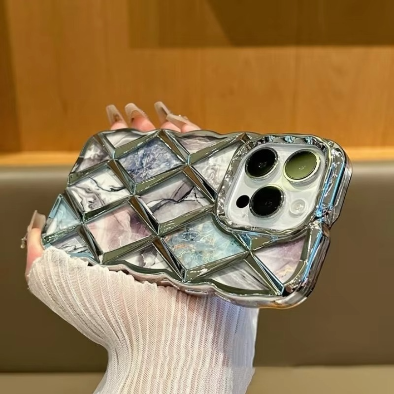 Luxury Apple iPhone Case, MagSafe Compatible, Camera Lens and Screen Protection, Ultra Thin, Shockproof, Magnetic, Full All Around Protection, Diamond Grid Soft Cover