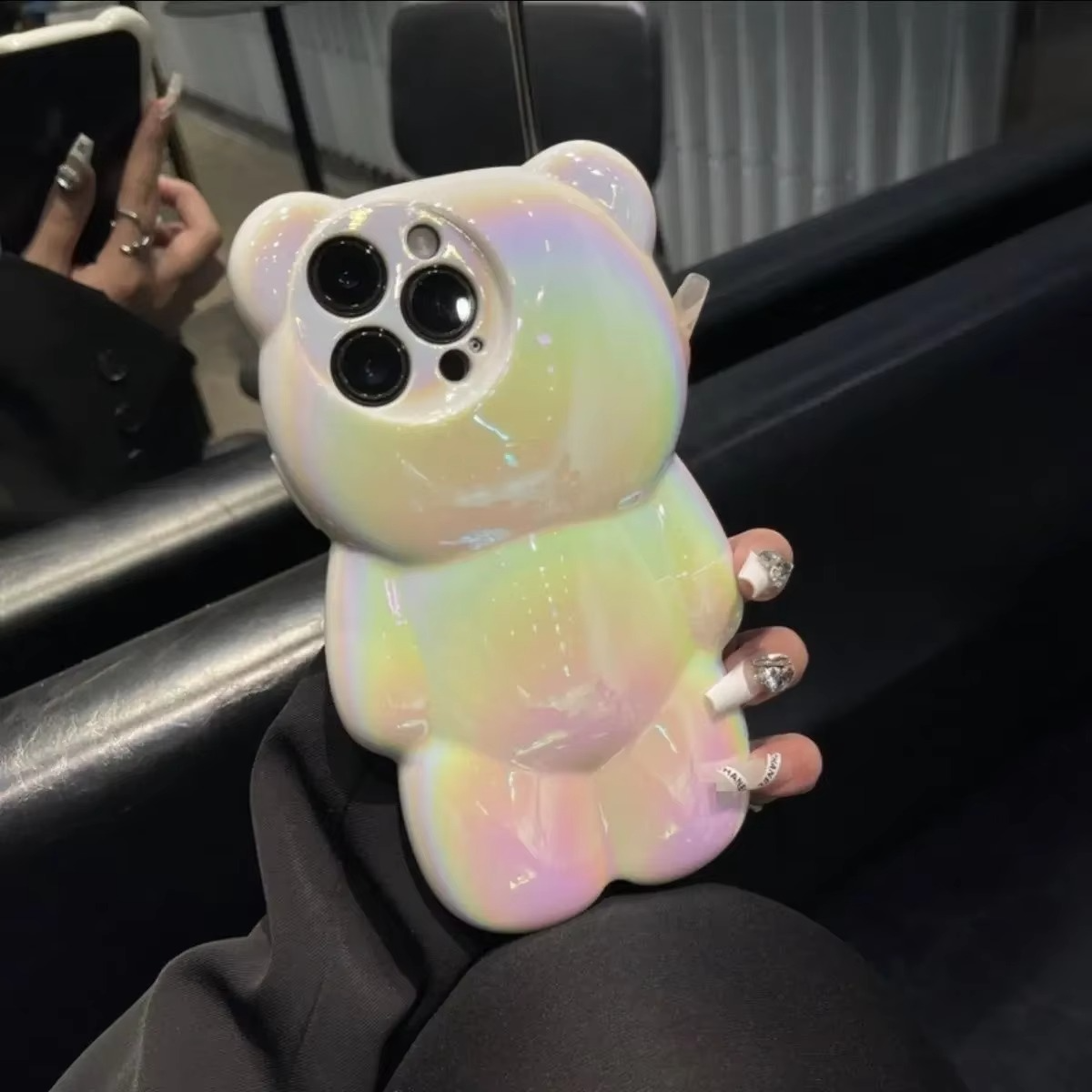 Luxury Apple iPhone Case, MagSafe Compatible, Camera Lens and Screen Protection, Ultra Thin, Shockproof, Magnetic, Full All Around Protection, 3D Bear Gradient Cartoon Cover