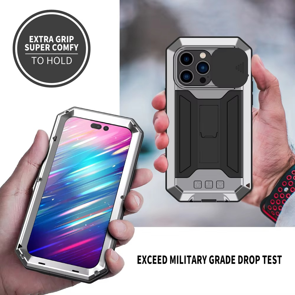 Robust Apple iPhone Case, MagSafe Compatible, Camera Lens and Screen Protection, Ultra Thin, Shockproof, Magnetic, Full All Around Protection, Metal 360 Glass Slide Cover