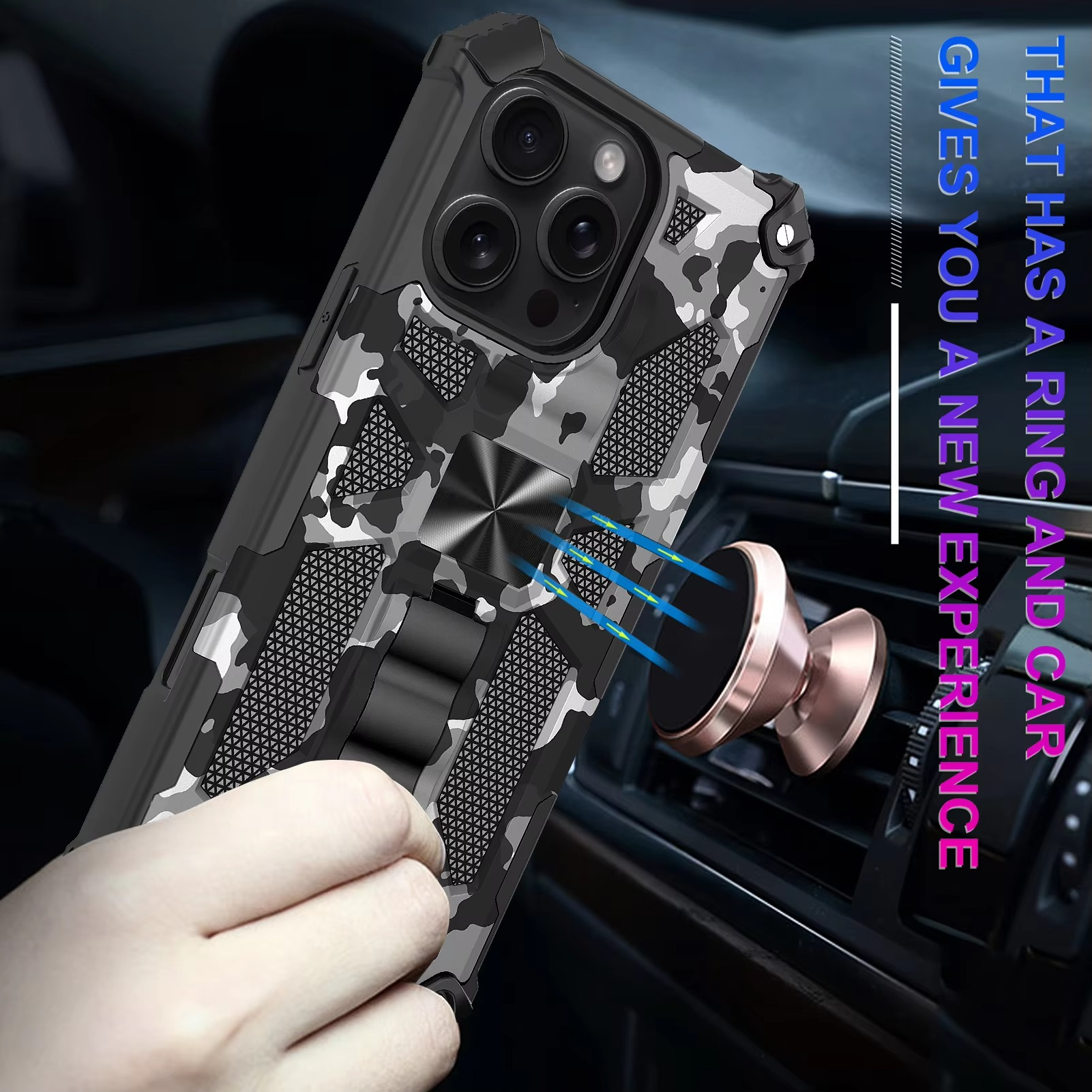 Robust Apple iPhone Case, MagSafe Compatible, Camera Lens and Screen Protection, Ultra Thin, Shockproof, Magnetic, Full All Around Protection, Camouflage Armor Cover