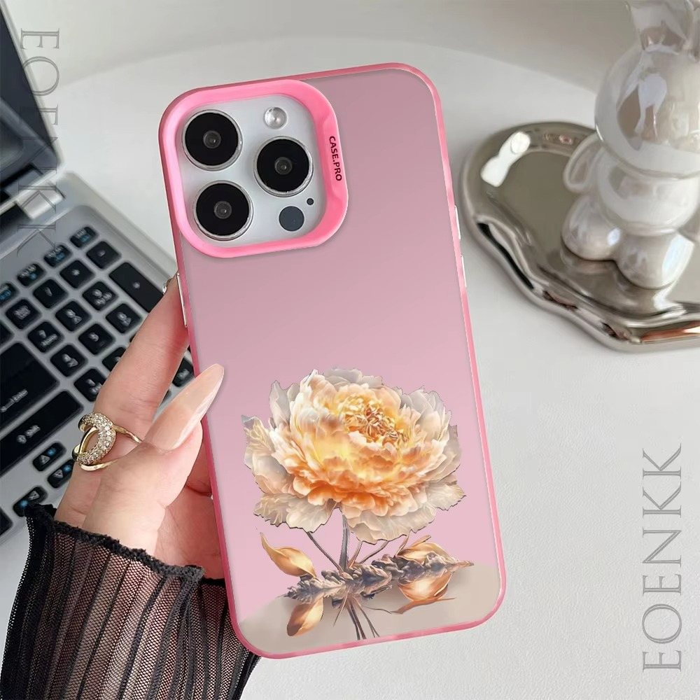 Luxury Apple iPhone Case, MagSafe Compatible, Camera Lens and Screen Protection, Ultra Thin, Shockproof, Magnetic, Full All Around Protection, Lotus Flower Plated Armor Cover
