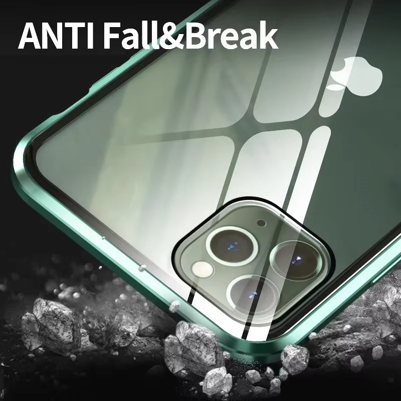 Robust Apple iPhone Case, MagSafe Compatible, Camera Lens and Screen Protection, Ultra Thin, Shockproof, Magnetic, Full All Around Protection, 360 Metal Glass Magnet Cover