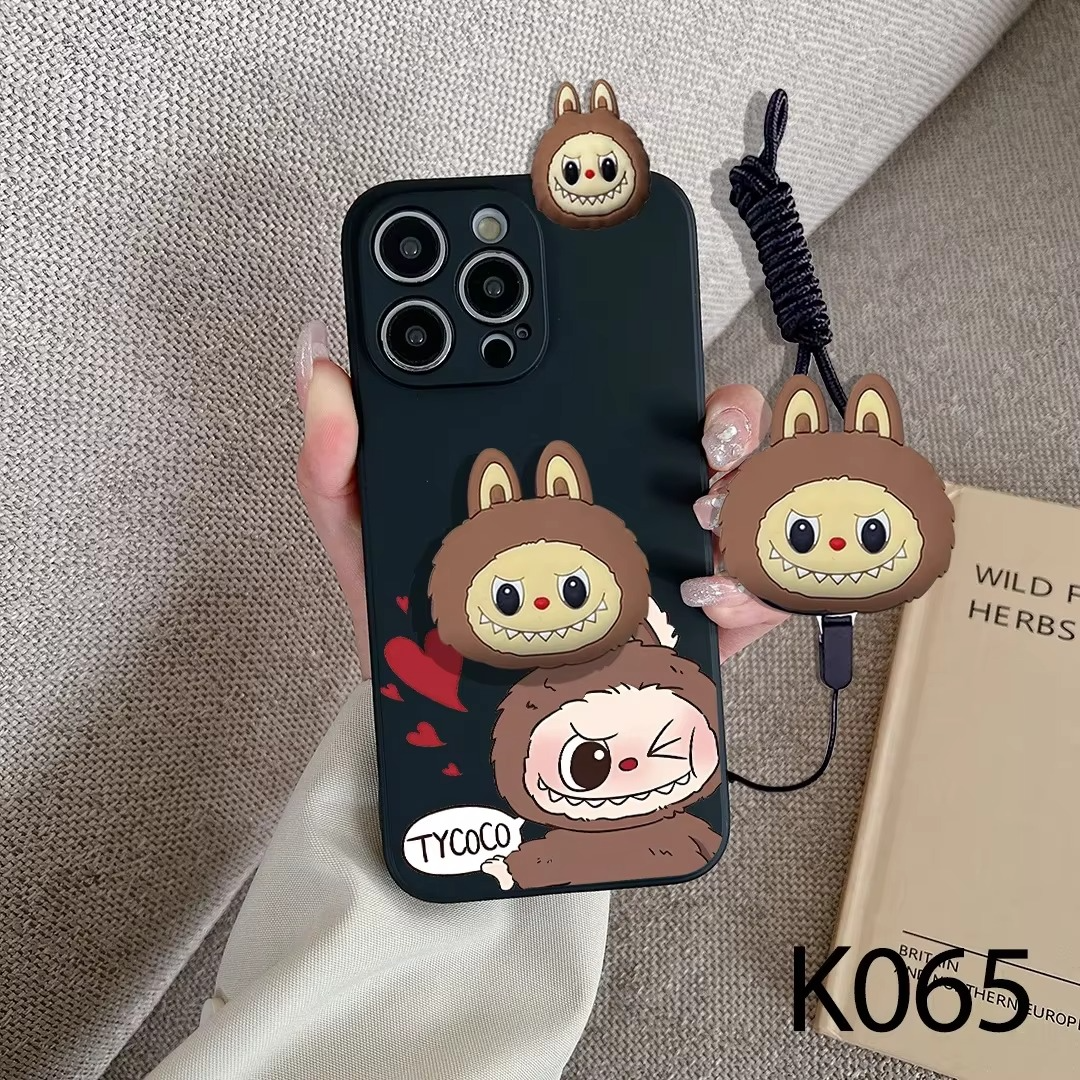 Luxury Apple iPhone Case, MagSafe Compatible, Camera Lens and Screen Protection, Ultra Thin, Shockproof, Magnetic, Full All Around Protection, Wink Labubu Rope Cover