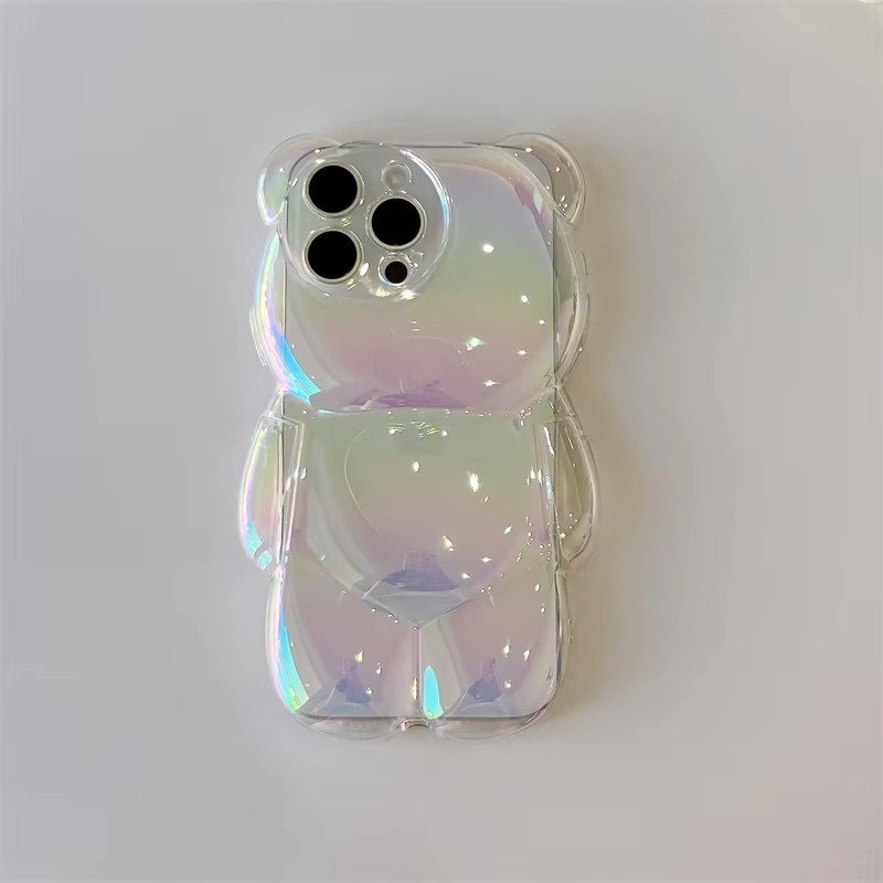 Luxury Apple iPhone Case, MagSafe Compatible, Camera Lens and Screen Protection, Ultra Thin, Shockproof, Magnetic, Full All Around Protection, 3D Bear Gradient Cartoon Cover