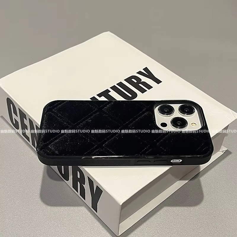 Luxury Apple iPhone Case, MagSafe Compatible, Camera Lens and Screen Protection, Ultra Thin, Shockproof, Magnetic, Full All Around Protection, Plaid Velvet Fabric Cover