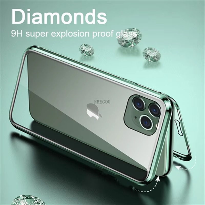 Robust Apple iPhone Case, MagSafe Compatible, Camera Lens and Screen Protection, Ultra Thin, Shockproof, Magnetic, Full All Around Protection, 360 Metal Glass Magnet Cover