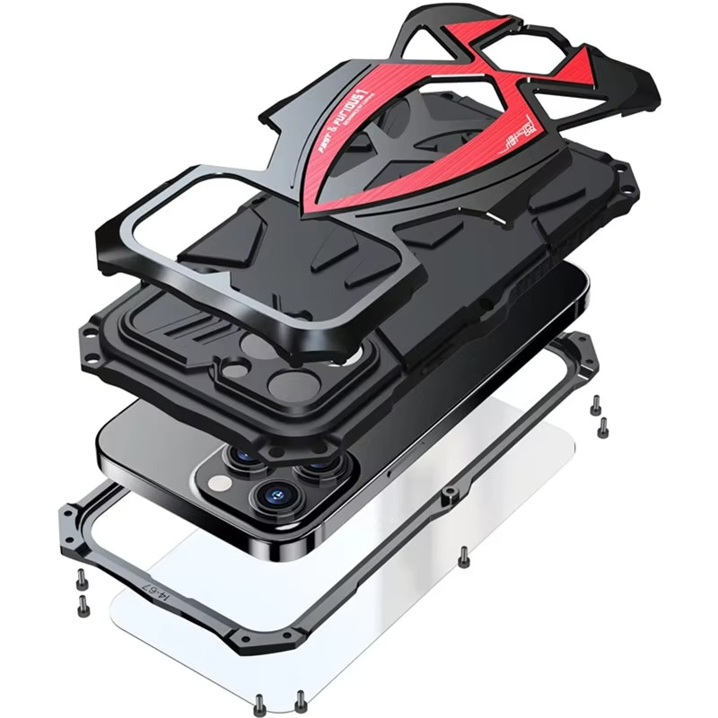 Robust Apple iPhone Case, MagSafe Compatible, Camera Lens and Screen Protection, Ultra Thin, Shockproof, Magnetic, Full All Around Protection, Heavy Armor Metal Cover