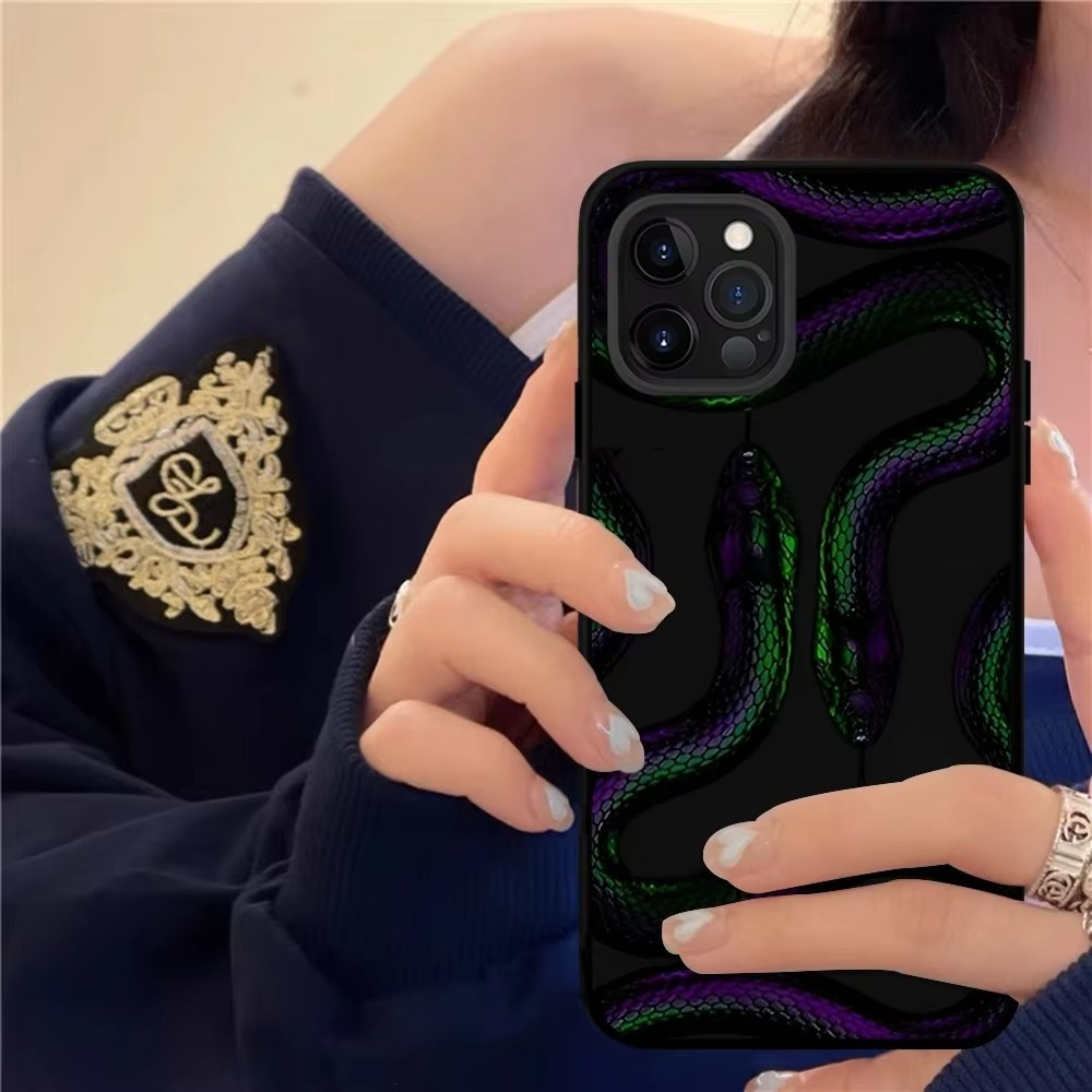 Luxury Apple iPhone Case, MagSafe Compatible, Camera Lens and Screen Protection, Ultra Thin, Shockproof, Magnetic, Full All Around Protection, Black Gold Snake Cover