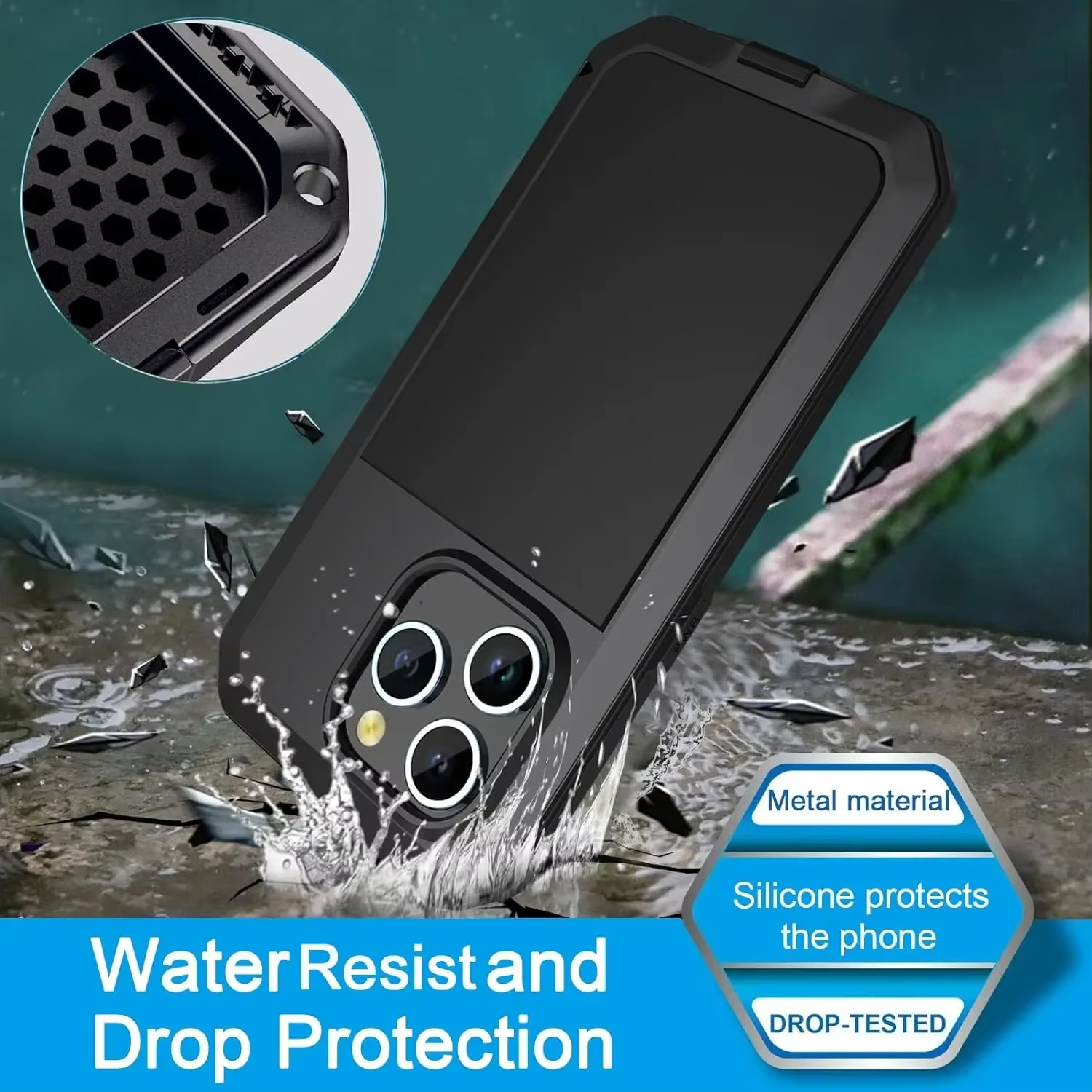 Robust Apple iPhone Case, MagSafe Compatible, Camera Lens and Screen Protection, Ultra Thin, Shockproof, Magnetic, Full All Around Protection, Aluminum Armor Tank Cover