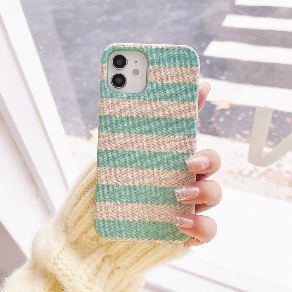 Premium Apple iPhone Case, MagSafe Compatible, Camera Lens and Screen Protection, Ultra Thin, Shockproof, Magnetic, Full All Around Protection, Canvas Stripe Fabric Cover