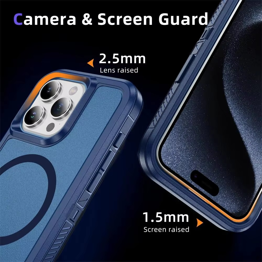 Premium Apple iPhone Case, MagSafe Compatible, Camera Lens and Screen Protection, Ultra Thin, Shockproof, Magnetic, Full All Around Protection, Heavy Duty Stand Cover