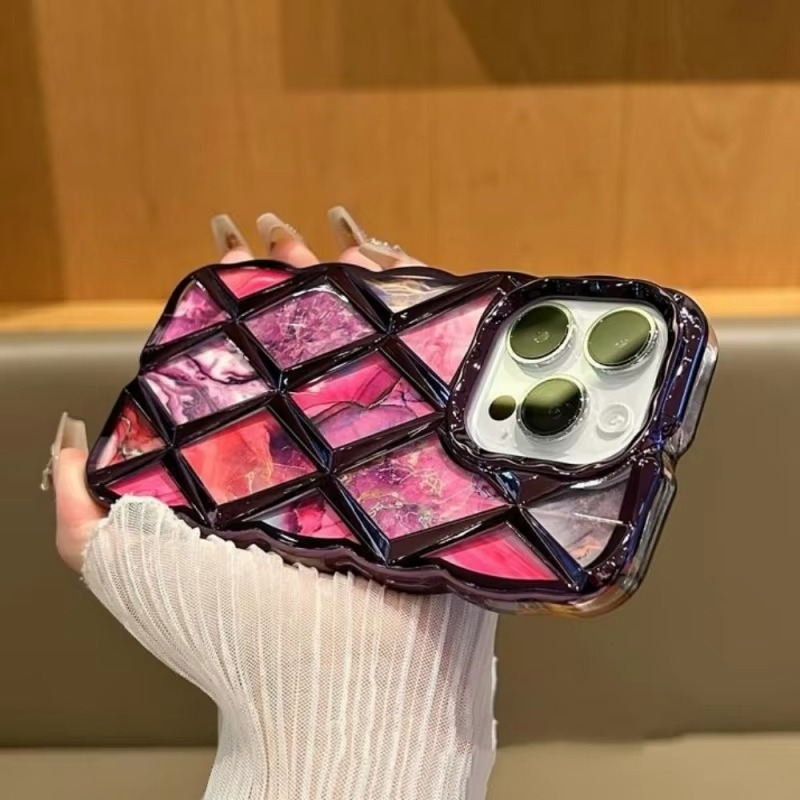 Luxury Apple iPhone Case, MagSafe Compatible, Camera Lens and Screen Protection, Ultra Thin, Shockproof, Magnetic, Full All Around Protection, Diamond Grid Soft Cover