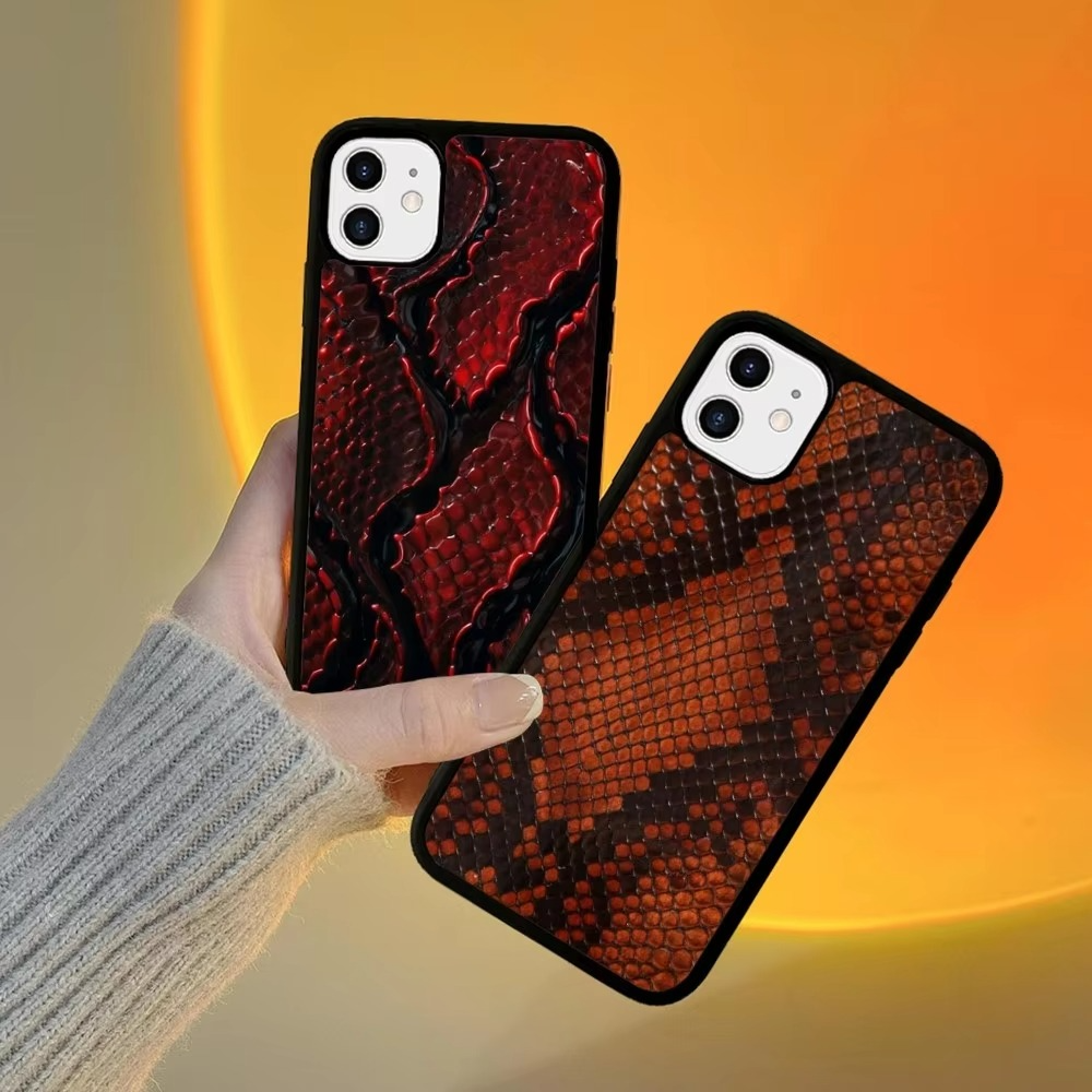 Luxury Apple iPhone Case, MagSafe Compatible, Camera Lens and Screen Protection, Ultra Thin, Shockproof, Magnetic, Full All Around Protection, Snake Skin Texture Cover