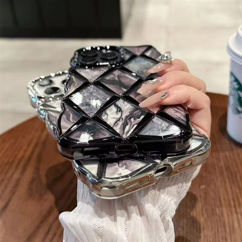 Luxury Apple iPhone Case, MagSafe Compatible, Camera Lens and Screen Protection, Ultra Thin, Shockproof, Magnetic, Full All Around Protection, Diamond Grid Soft Cover