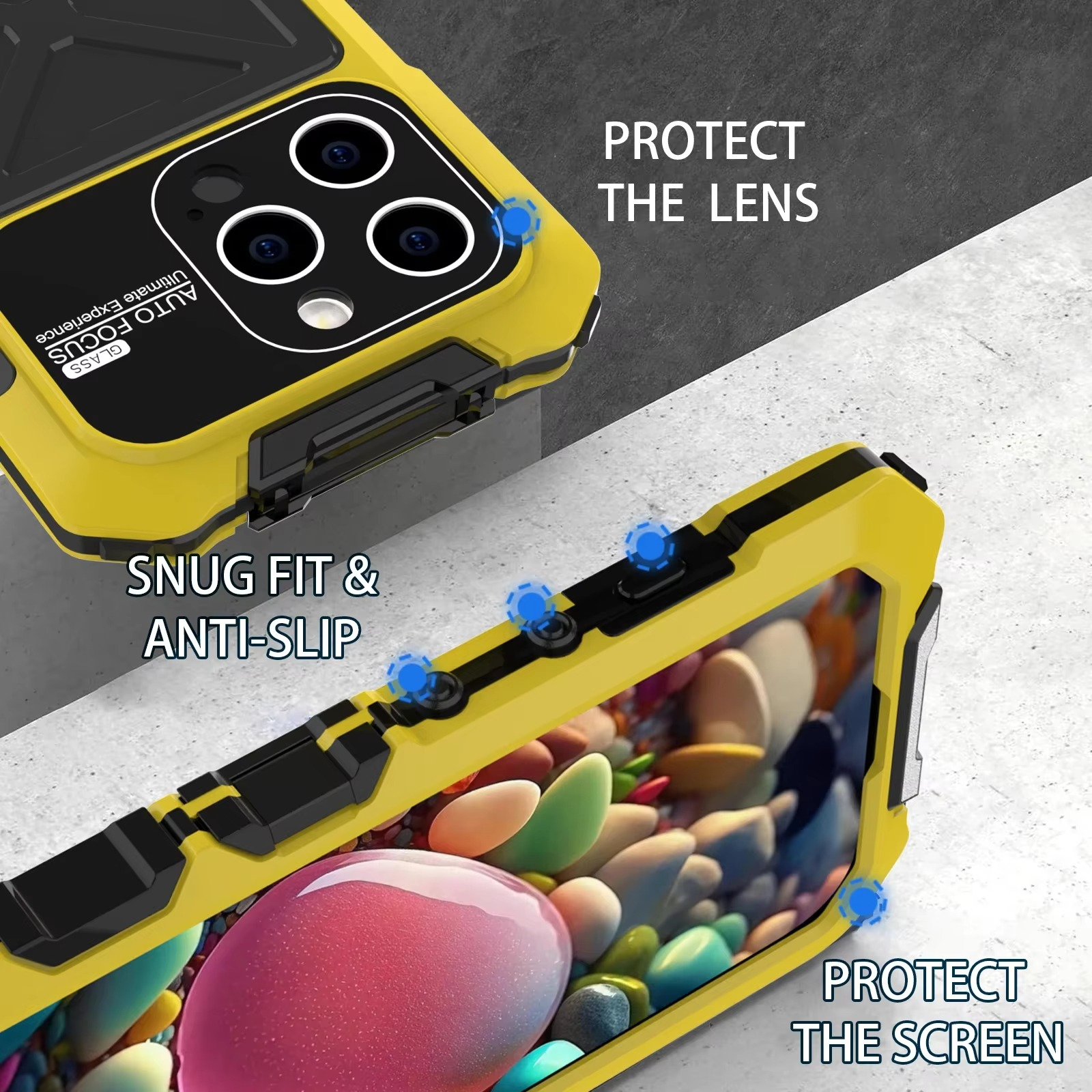 Robust Apple iPhone Case, MagSafe Compatible, Camera Lens and Screen Protection, Ultra Thin, Shockproof, Magnetic, Full All Around Protection, 360 Metal Lock Glass Cover