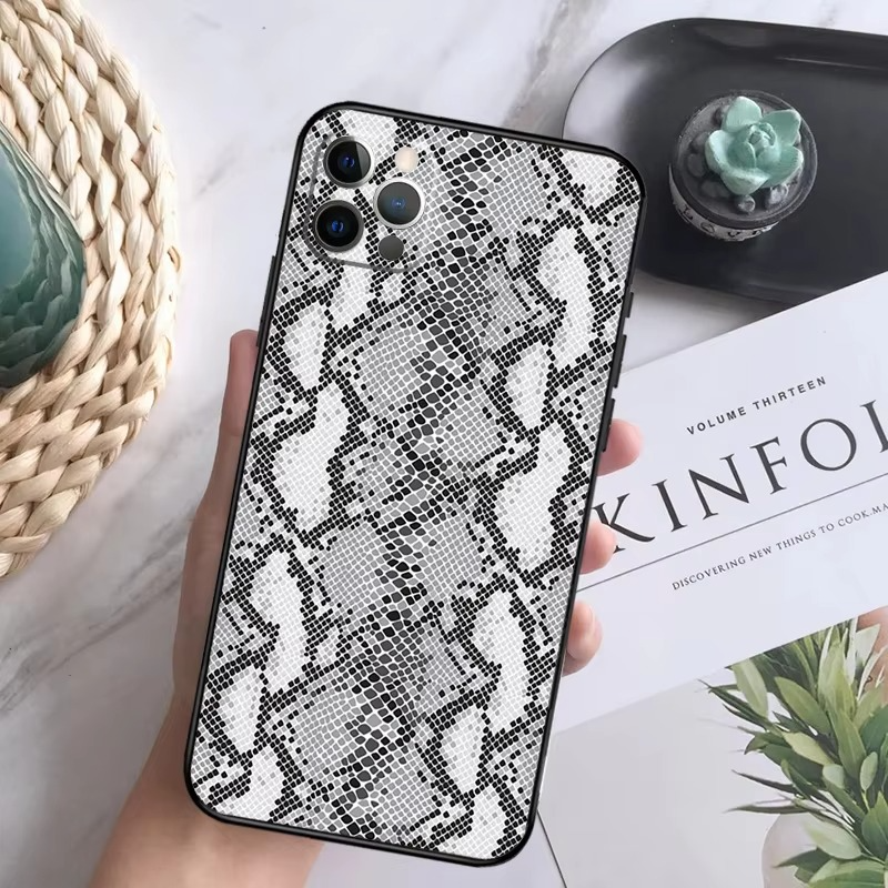 Luxury Apple iPhone Case, MagSafe Compatible, Camera Lens and Screen Protection, Ultra Thin, Shockproof, Magnetic, Full All Around Protection, Snake Skin Soft Cover
