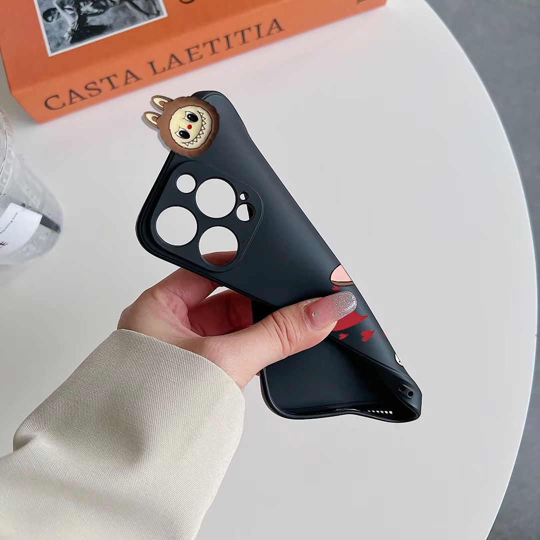 Luxury Apple iPhone Case, MagSafe Compatible, Camera Lens and Screen Protection, Ultra Thin, Shockproof, Magnetic, Full All Around Protection, Wink Labubu Rope Cover