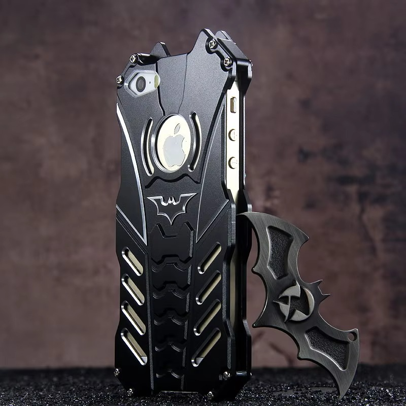 Robust Apple iPhone Case, MagSafe Compatible, Camera Lens and Screen Protection, Ultra Thin, Shockproof, Magnetic, Full All Around Protection, Bat Metal Armor Frame Cover