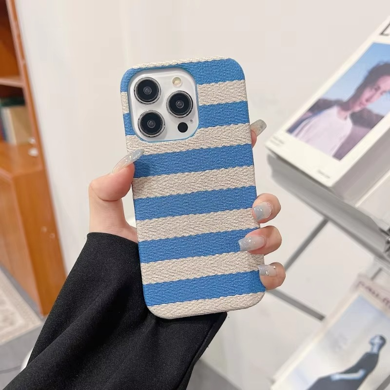 Premium Apple iPhone Case, MagSafe Compatible, Camera Lens and Screen Protection, Ultra Thin, Shockproof, Magnetic, Full All Around Protection, Canvas Stripe Fabric Cover