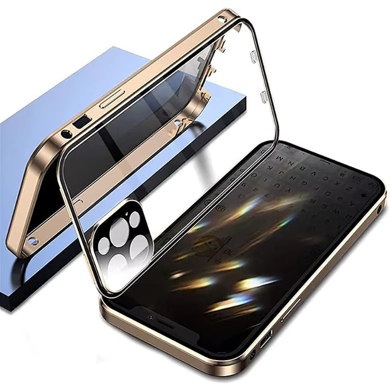 Luxury Apple iPhone Case, MagSafe Compatible, Camera Lens and Screen Protection, Ultra Thin, Shockproof, Magnetic, Full All Around Protection, Privacy Glass Snap Case