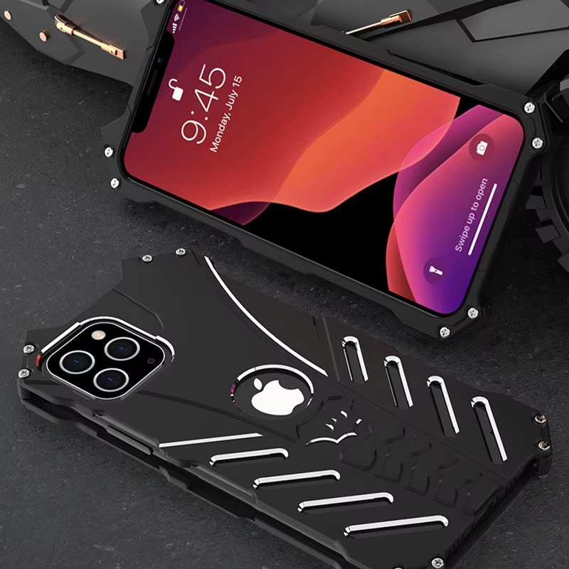 Robust Apple iPhone Case, MagSafe Compatible, Camera Lens and Screen Protection, Ultra Thin, Shockproof, Magnetic, Full All Around Protection, Bat Metal Armor Frame Cover