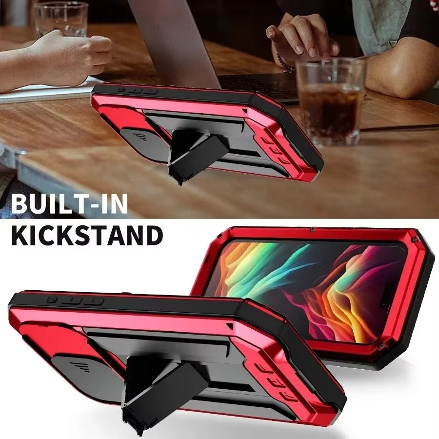 Robust Apple iPhone Case, MagSafe Compatible, Camera Lens and Screen Protection, Ultra Thin, Shockproof, Magnetic, Full All Around Protection, Metal 360 Glass Slide Cover