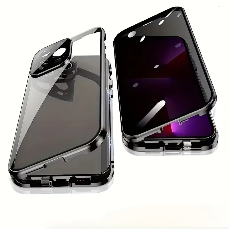 Luxury Apple iPhone Case, MagSafe Compatible, Camera Lens and Screen Protection, Ultra Thin, Shockproof, Magnetic, Full All Around Protection, Privacy Glass Snap Case