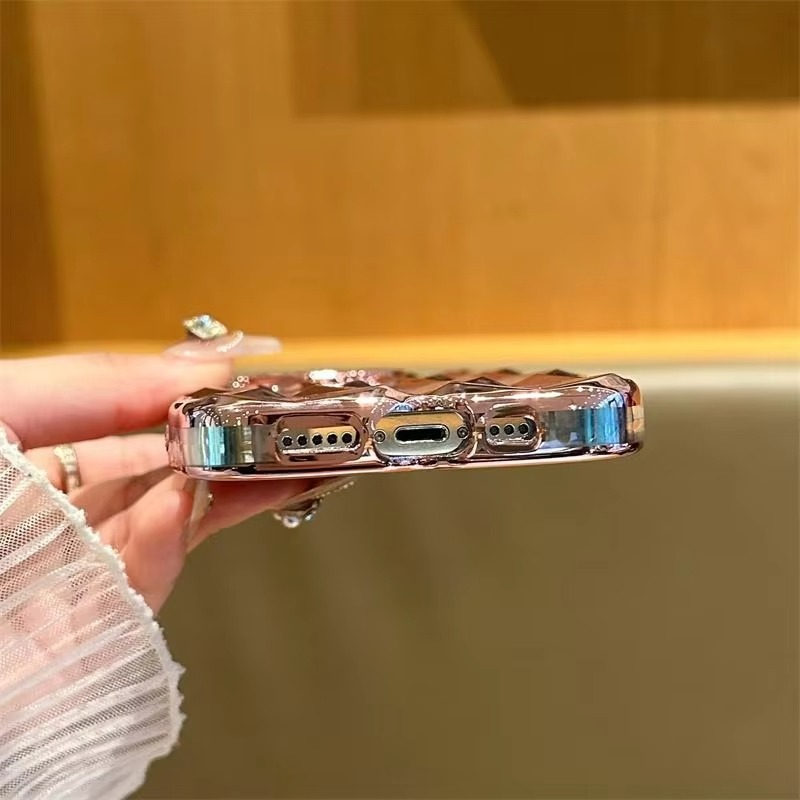 Luxury Apple iPhone Case, MagSafe Compatible, Camera Lens and Screen Protection, Ultra Thin, Shockproof, Magnetic, Full All Around Protection, Diamond Grid Soft Cover