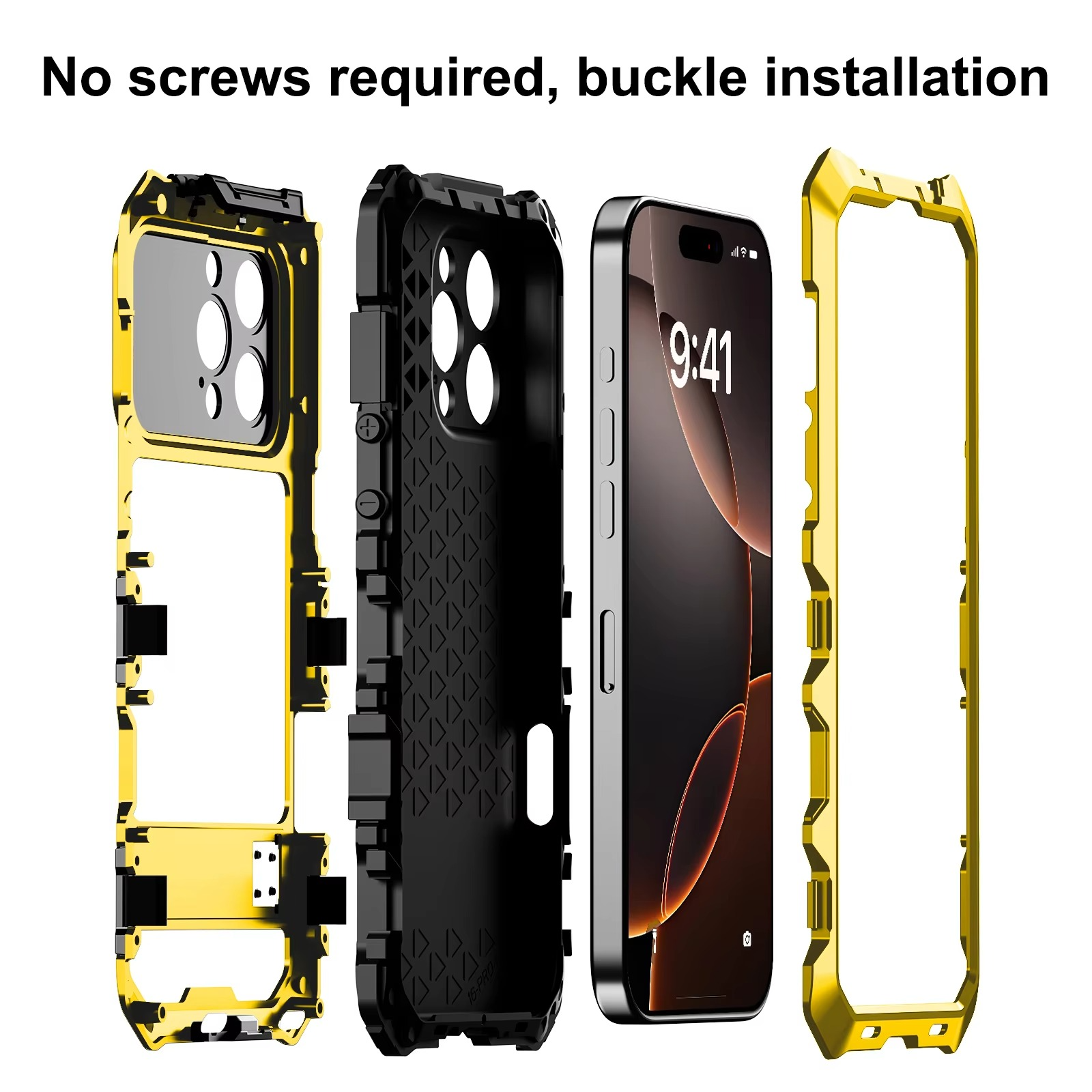 Robust Apple iPhone Case, MagSafe Compatible, Camera Lens and Screen Protection, Ultra Thin, Shockproof, Magnetic, Full All Around Protection, 360 Metal Lock Glass Cover
