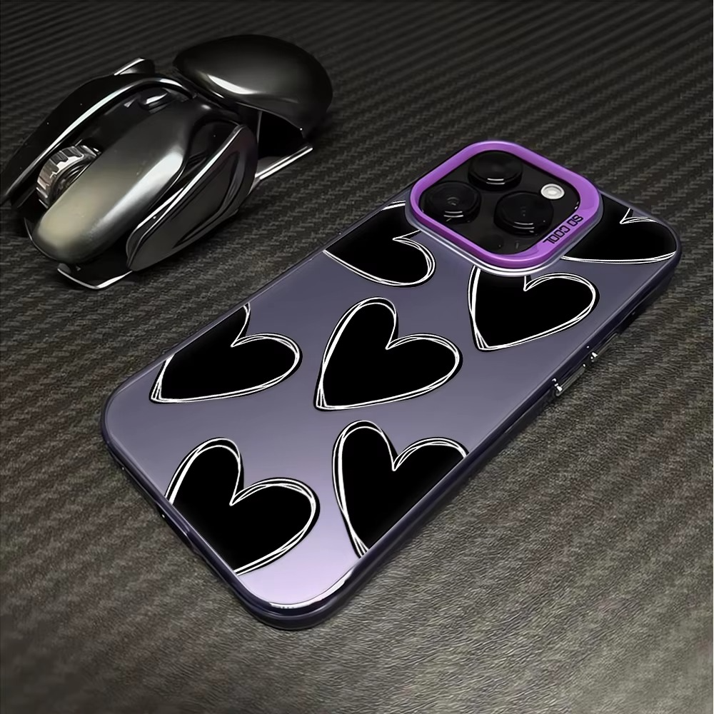 Luxury Apple iPhone Case, MagSafe Compatible, Camera Lens and Screen Protection, Ultra Thin, Shockproof, Magnetic, Full All Around Protection, Electroplate Heart Silver Cover