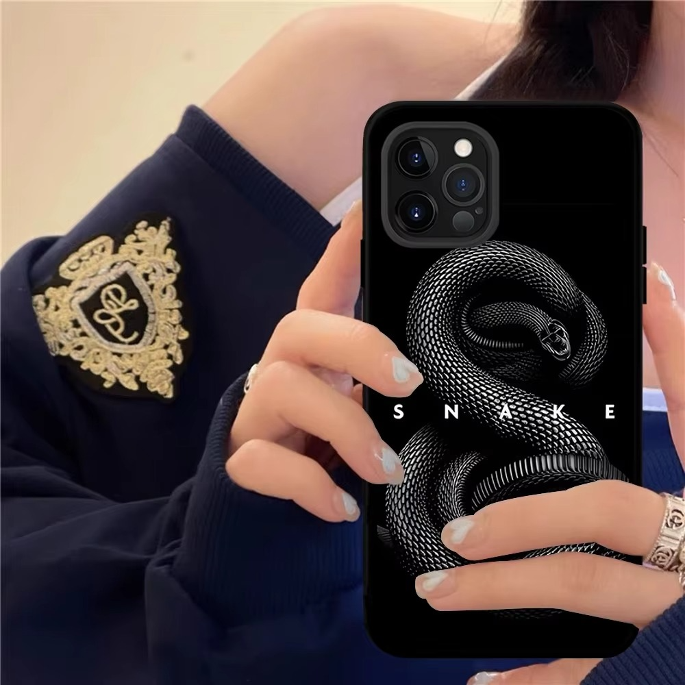 Luxury Apple iPhone Case, MagSafe Compatible, Camera Lens and Screen Protection, Ultra Thin, Shockproof, Magnetic, Full All Around Protection, Black Gold Snake Cover