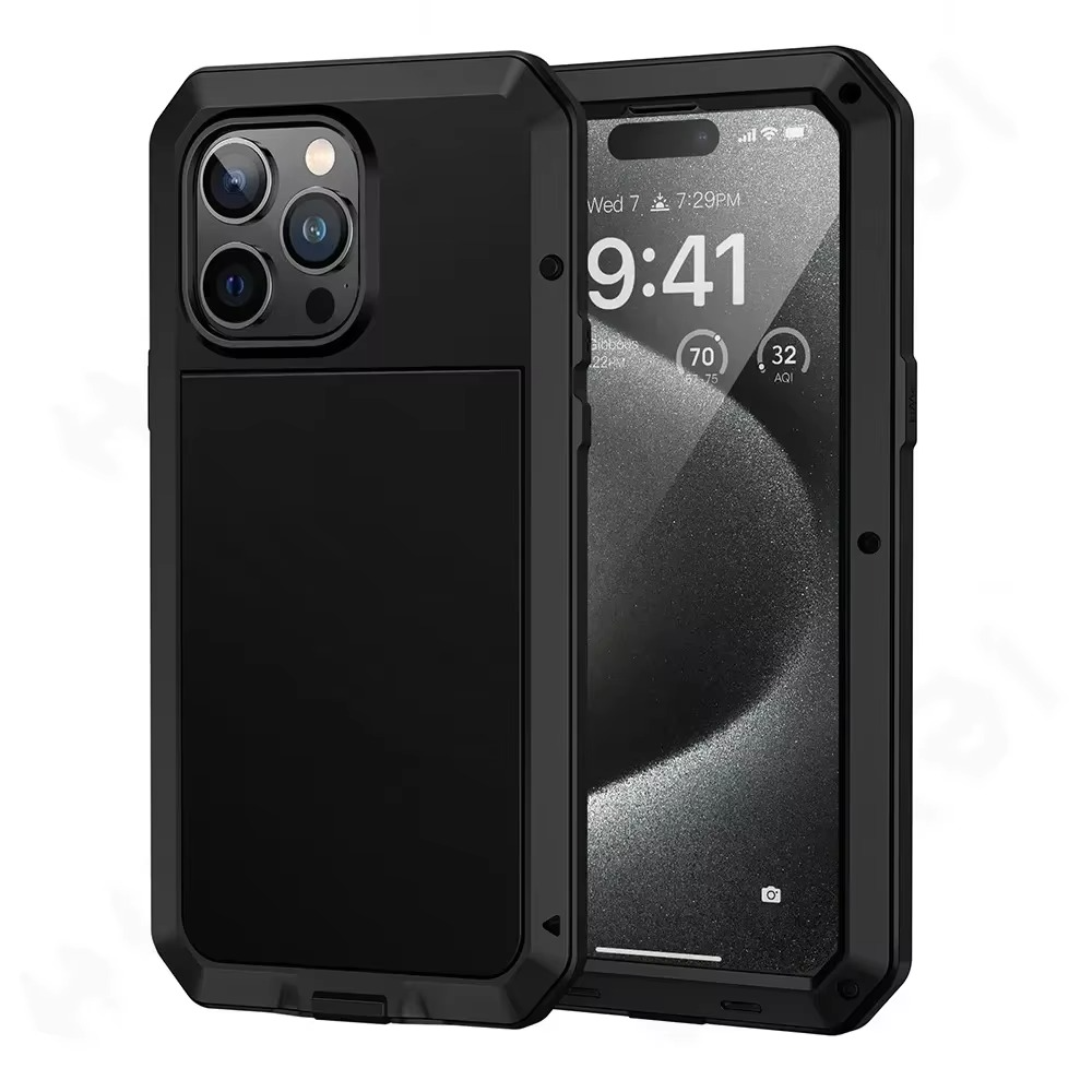 Robust Apple iPhone Case, MagSafe Compatible, Camera Lens and Screen Protection, Ultra Thin, Shockproof, Magnetic, Full All Around Protection, Aluminum Armor Tank Cover