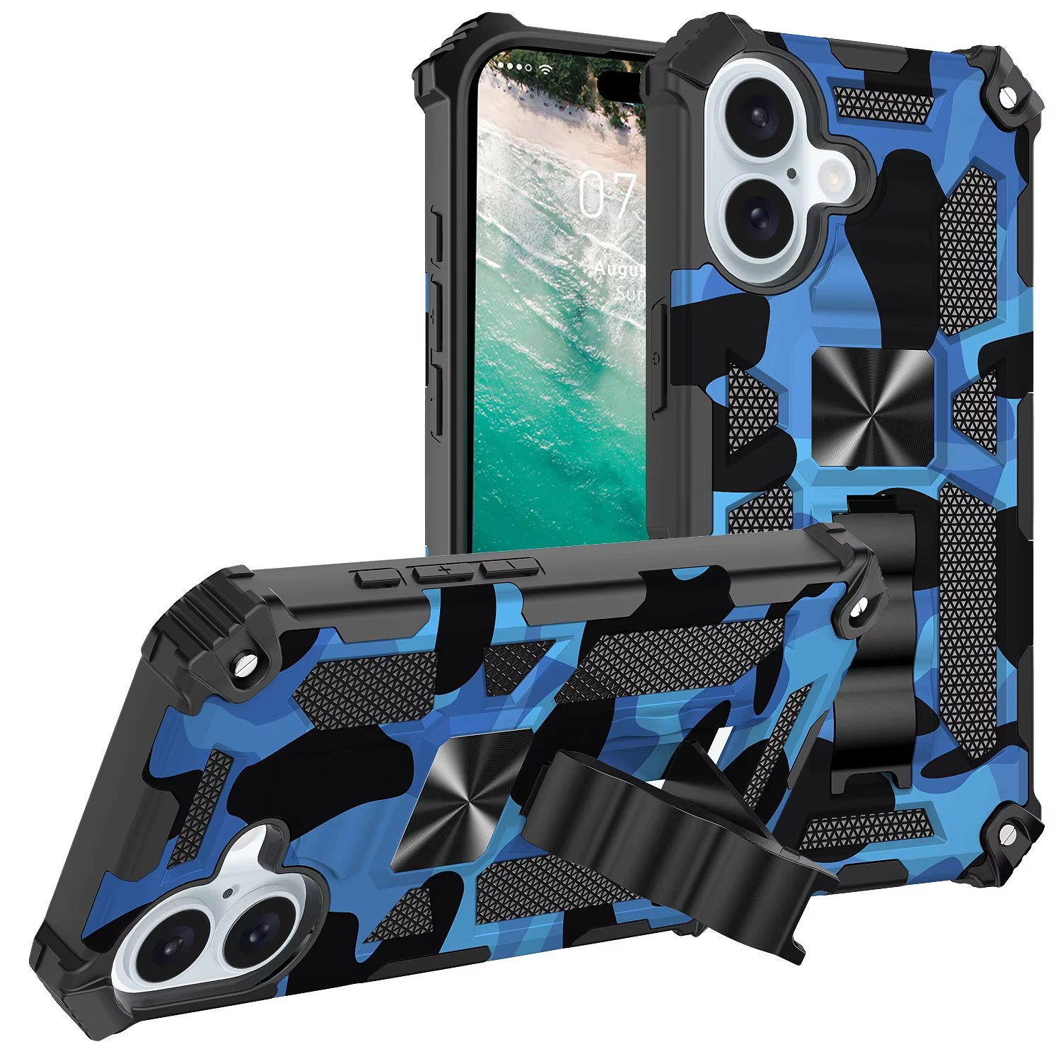 Robust Apple iPhone Case, MagSafe Compatible, Camera Lens and Screen Protection, Ultra Thin, Shockproof, Magnetic, Full All Around Protection, Camouflage Armor Cover