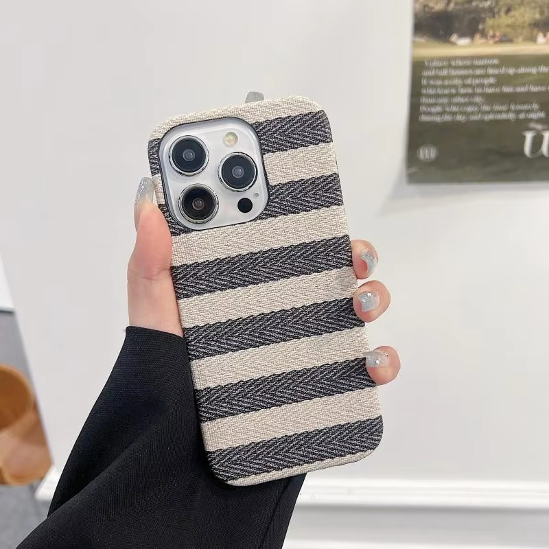 Premium Apple iPhone Case, MagSafe Compatible, Camera Lens and Screen Protection, Ultra Thin, Shockproof, Magnetic, Full All Around Protection, Canvas Stripe Fabric Cover