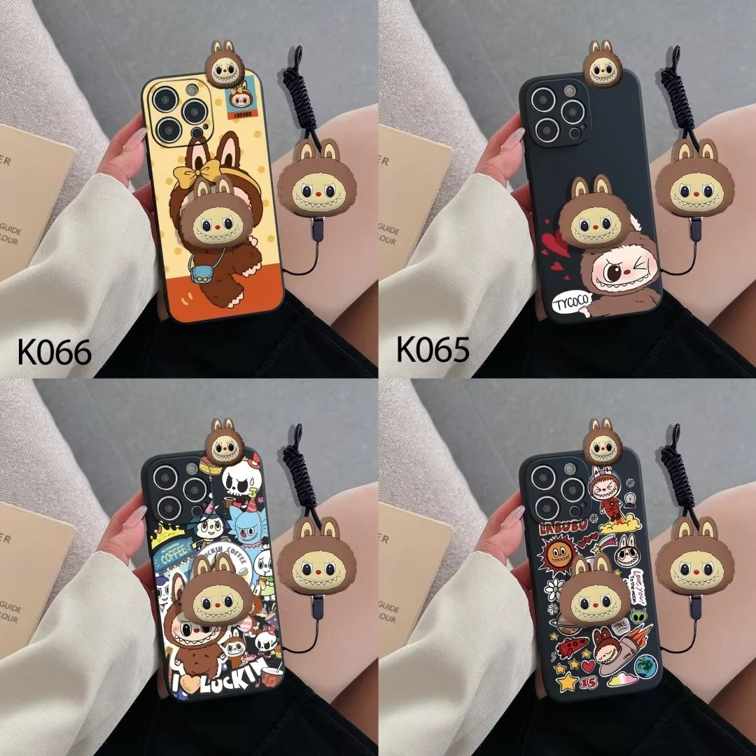 Luxury Apple iPhone Case, MagSafe Compatible, Camera Lens and Screen Protection, Ultra Thin, Shockproof, Magnetic, Full All Around Protection, Wink Labubu Rope Cover