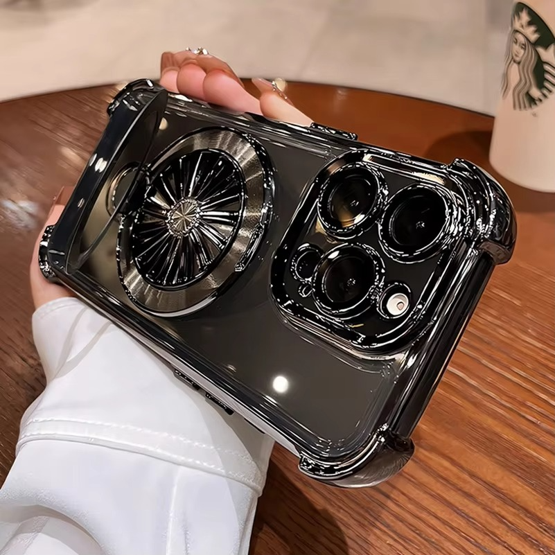 MagSafe iPhone Case with Rotating Gyro Bracket - Airbag Plating, Design, Wireless Charging Compatible | Case for iPhone