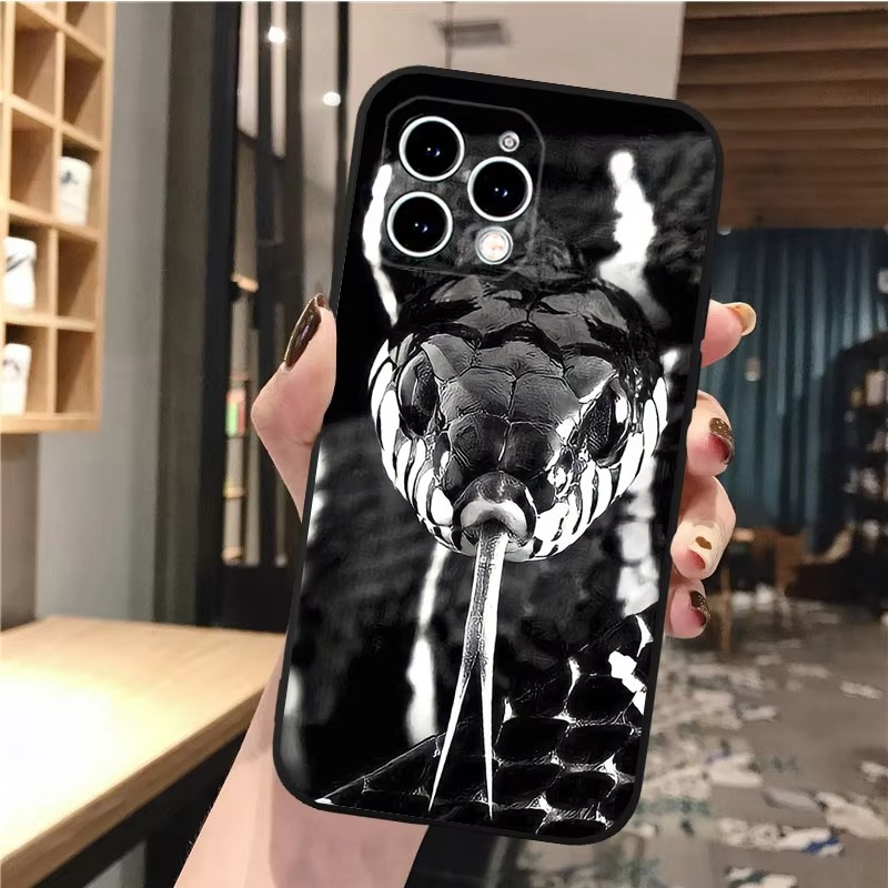 Luxury Apple iPhone Case, MagSafe Compatible, Camera Lens and Screen Protection, Ultra Thin, Shockproof, Magnetic, Full All Around Protection, Snake Pattern Soft Cover