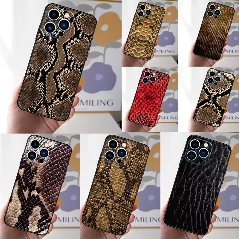 Luxury Apple iPhone Case, MagSafe Compatible, Camera Lens and Screen Protection, Ultra Thin, Shockproof, Magnetic, Full All Around Protection, Snake Skin Soft Cover