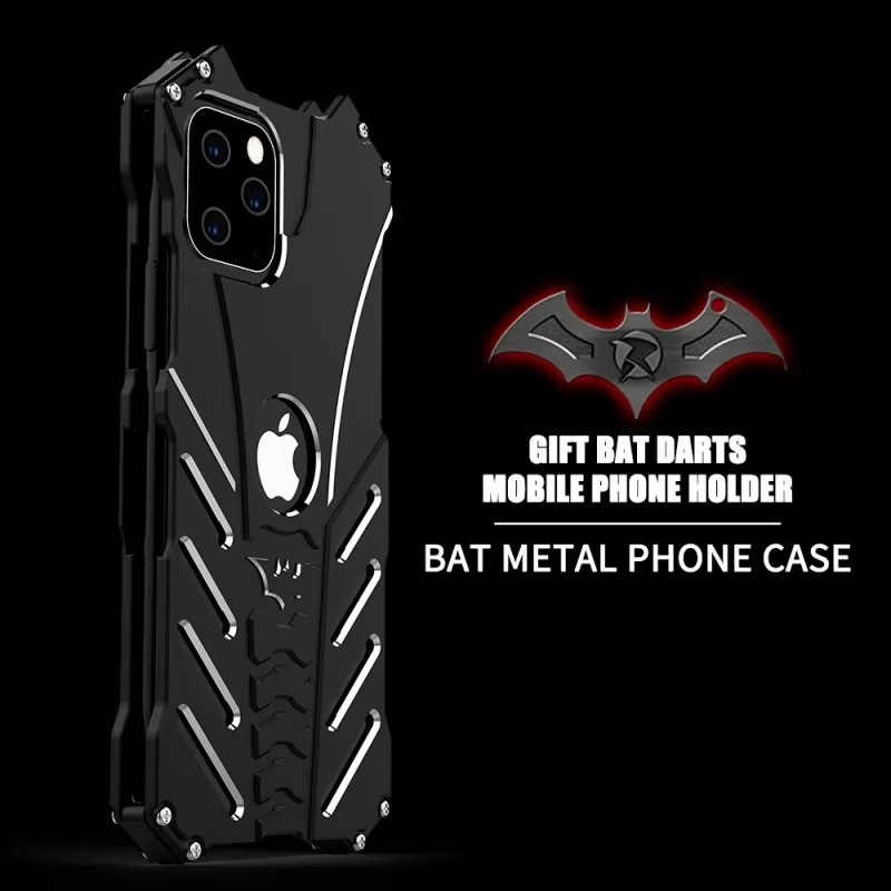 Robust Apple iPhone Case, MagSafe Compatible, Camera Lens and Screen Protection, Ultra Thin, Shockproof, Magnetic, Full All Around Protection, Bat Metal Armor Frame Cover