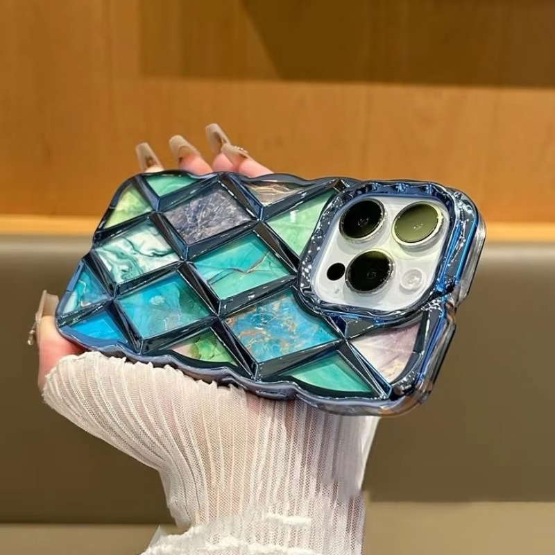 Luxury Apple iPhone Case, MagSafe Compatible, Camera Lens and Screen Protection, Ultra Thin, Shockproof, Magnetic, Full All Around Protection, Diamond Grid Soft Cover