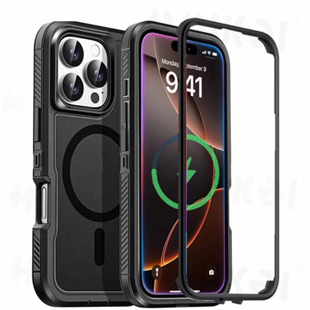 Premium Apple iPhone Case, MagSafe Compatible, Camera Lens and Screen Protection, Ultra Thin, Shockproof, Magnetic, Full All Around Protection, Heavy Duty Stand Cover